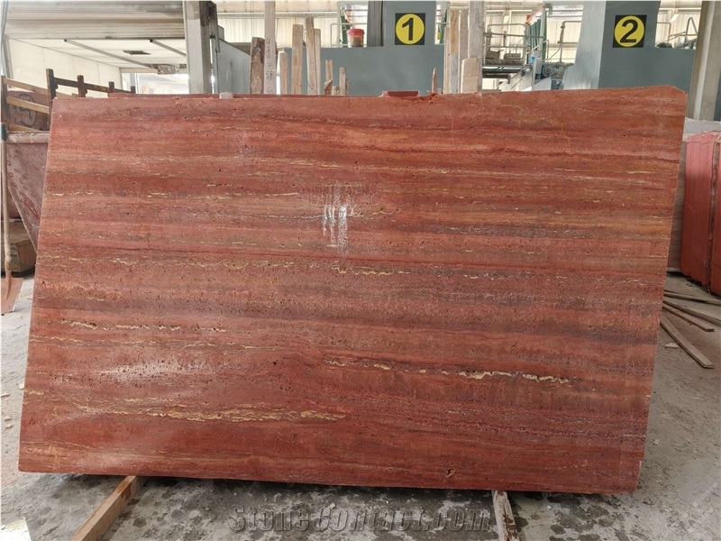 Iran Red Travertine  Slabs For Interior Use