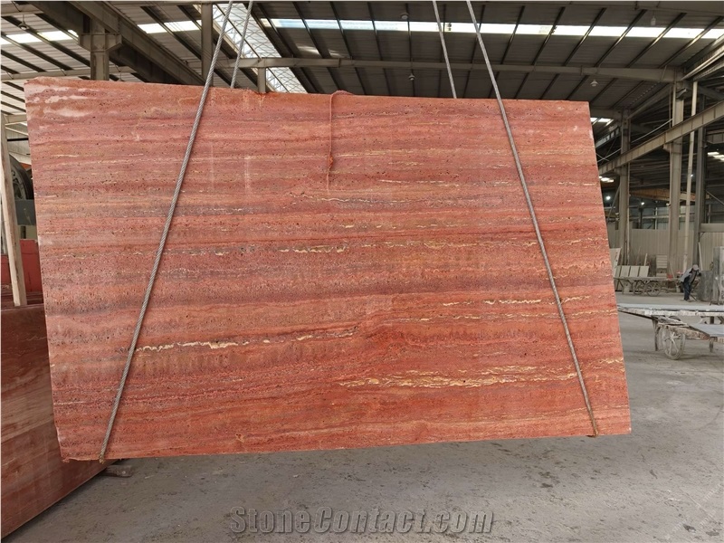 Iran Red Travertine  Slabs For Interior Use