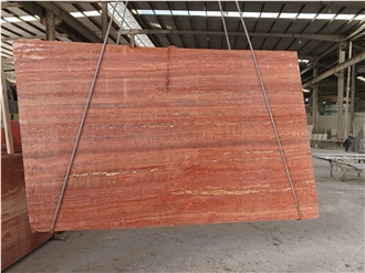 Iran Red Travertine  Slabs For Interior Use