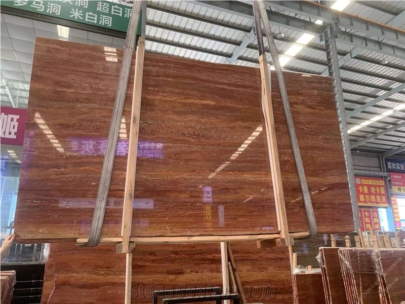 Iran Red Travertine  Slabs For Interior Use