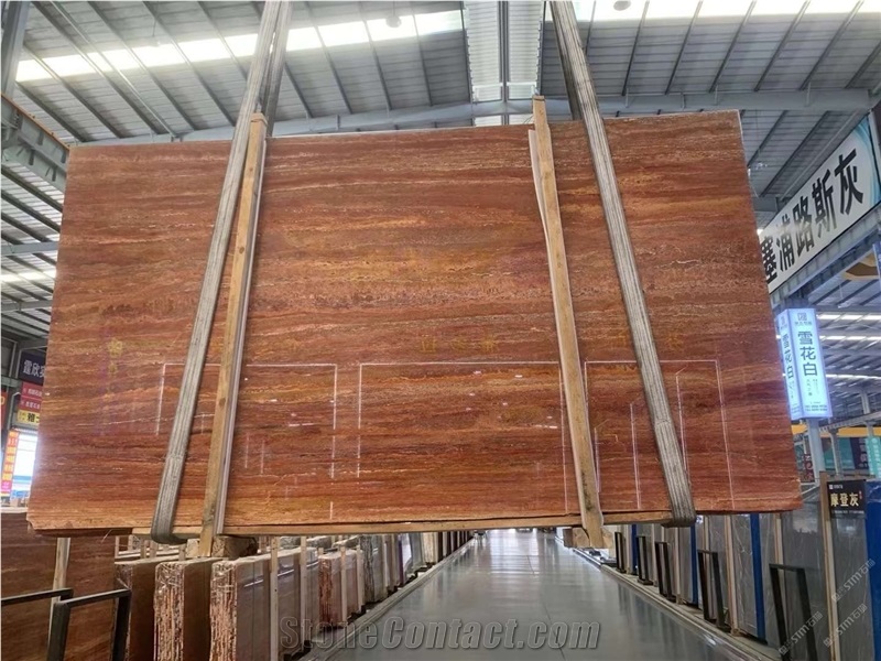 Iran Red Travertine  Slabs For Interior Use