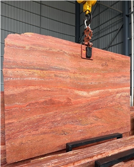 Iran Red Travertine  Slabs For Interior Use