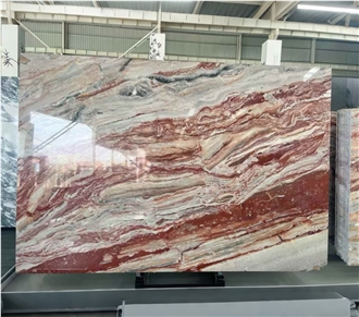 Italy Polished Monica Red Marble Slabs