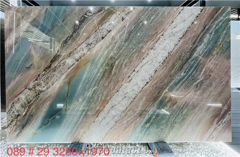 Luxury Stone Red Flame Quartzite Slabs For High-End Decor