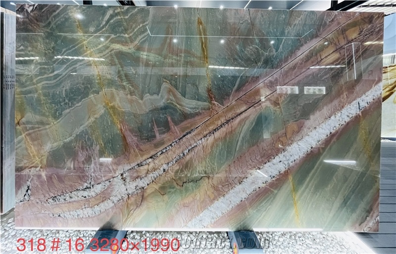 Luxury Stone Red Flame Quartzite Slabs For High-End Decor