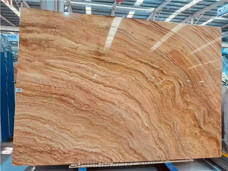 Polished Rainbow Aizanoi Pink Travertine Travertine  Slabs
