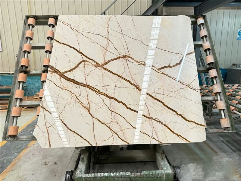 Sofitel Gold Polished Marble Slabs For Interior Using