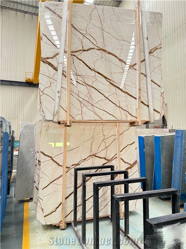 Sofitel Gold Polished Marble Slabs For Interior Using
