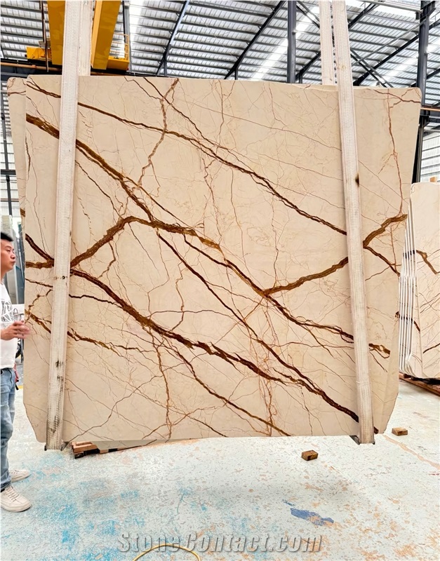 Sofitel Gold Polished Marble Slabs For Interior Using