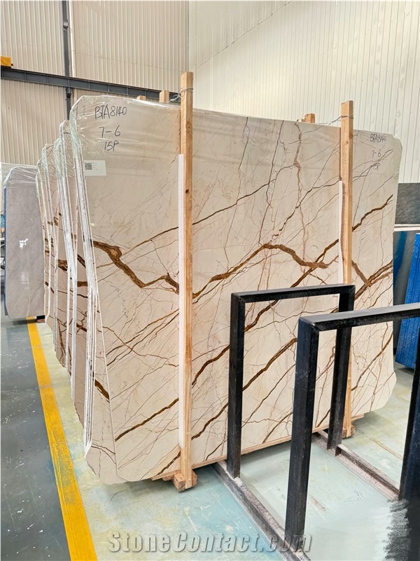 Sofitel Gold Polished Marble Slabs For Interior Using