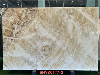 Translucent Wooden Grain Onyx Slabs For Home Decoration