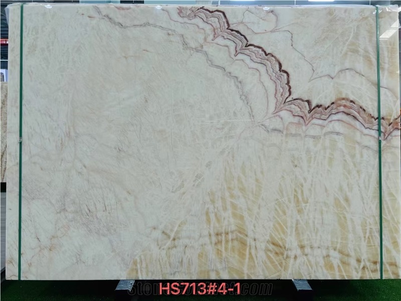 Translucent Wooden Grain Onyx Slabs For Home Decoration