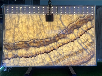 Translucent Wooden Grain Onyx Slabs For Home Decoration