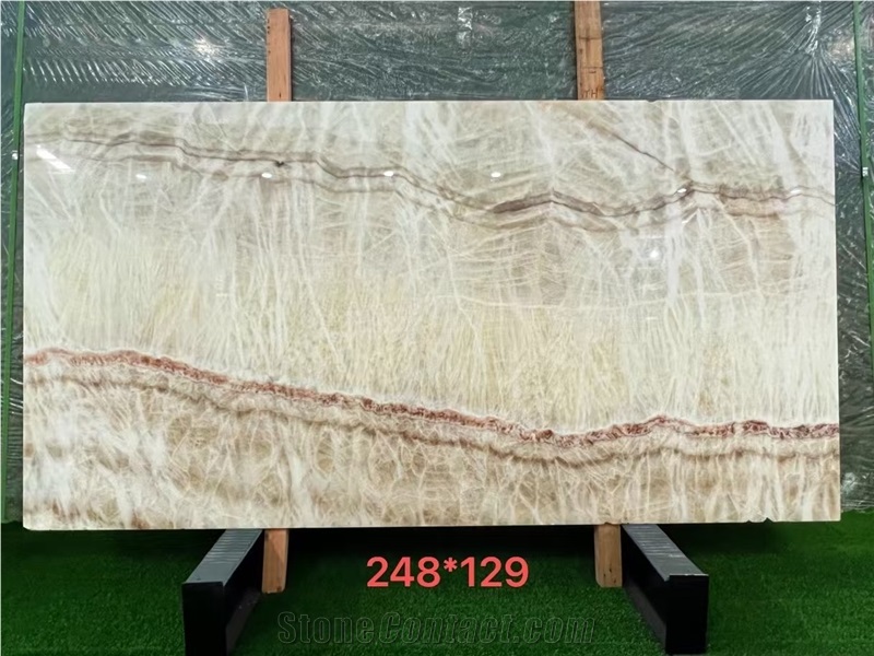 White Vein Onyx Slabs For Decoration