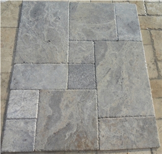 Silver Travertine Tumbled French Pattern Tiles