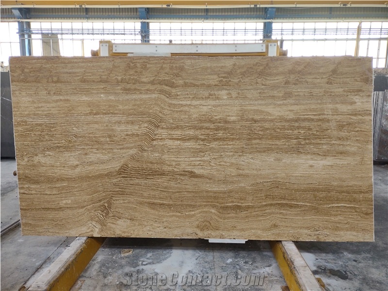 Wooden Walnut Travertine Slabs Vein Cut
