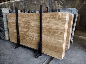 Wooden Walnut Travertine Slabs Vein Cut