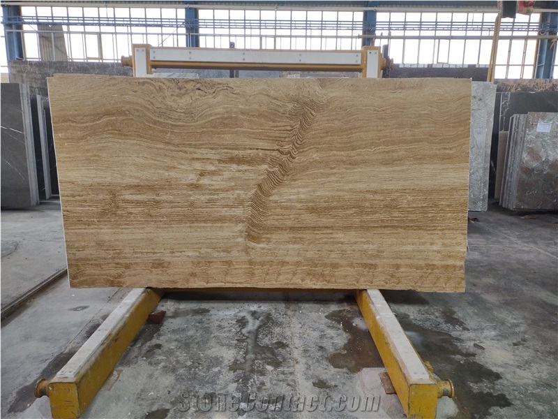 Wooden Walnut Travertine Slabs Vein Cut