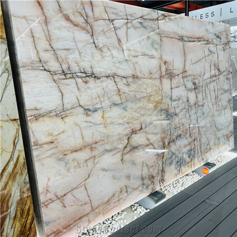 Brazil Pink Juliet Crystal Quartzite Slabs