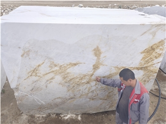 Snow Mountain Golden White Marble Blocks
