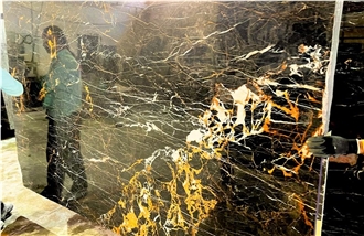 Golden Black Marble Slabs