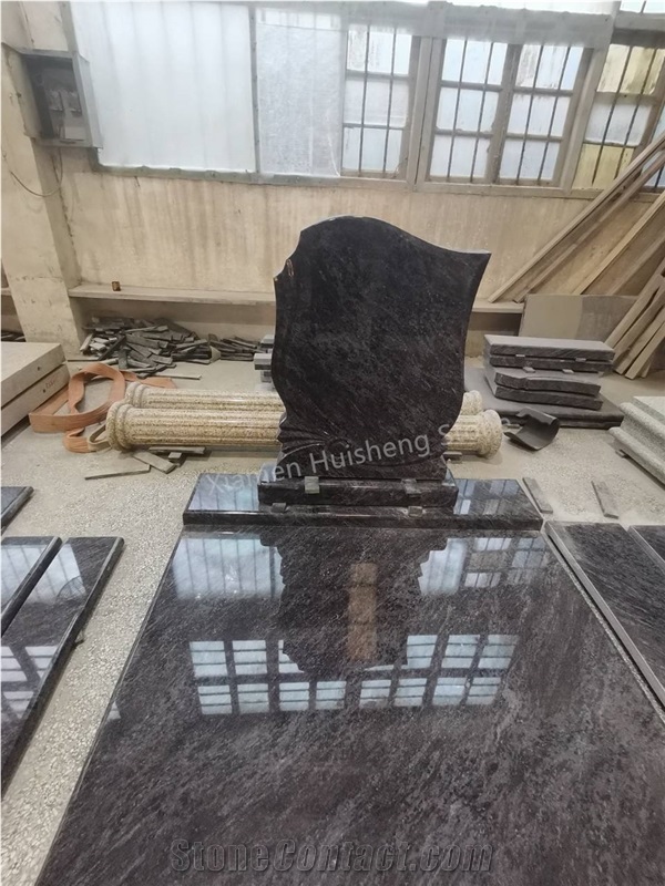 Bahama Blue Granite Cross Monument/Tombstone Custom Design