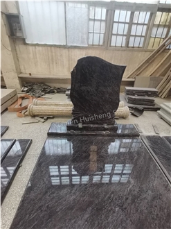 Bahama Blue Granite Cross Monument/Tombstone Custom Design