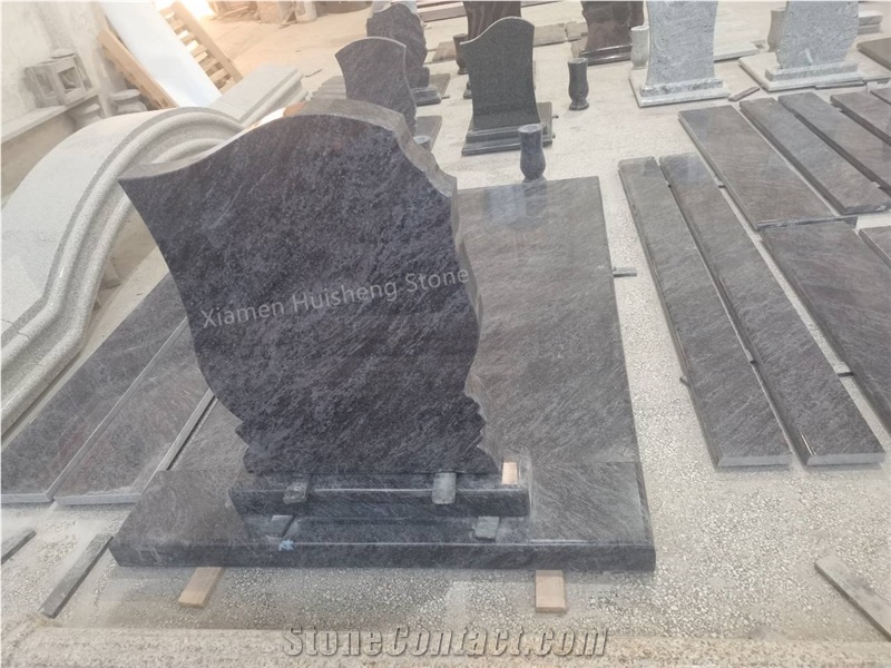 Bahama Blue Granite Cross Monument/Tombstone Custom Design
