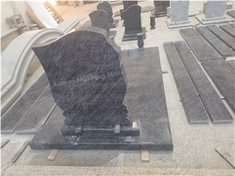 Bahama Blue Granite Cross Monument/Tombstone Custom Design