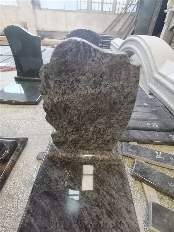 Bahama Blue Granite Cross Monument/Tombstone Custom Design