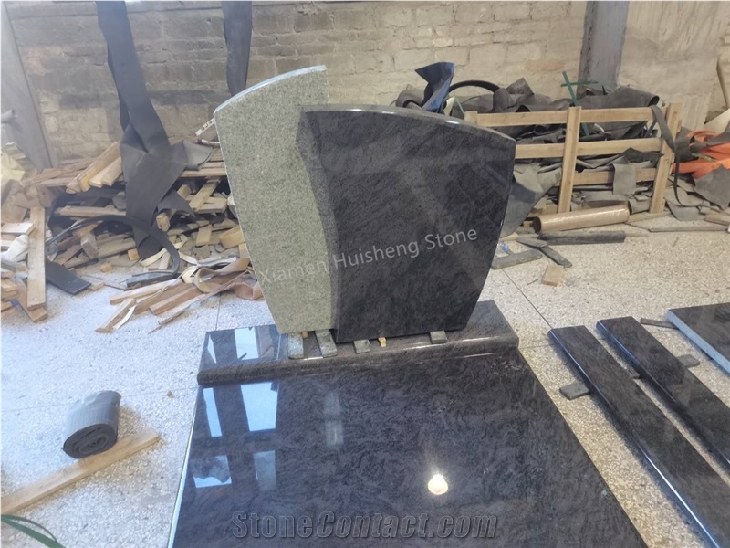 Bahama Blue Granite Tombstone Custom Design