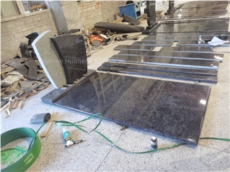 Bahama Blue Granite Tombstone Custom Design