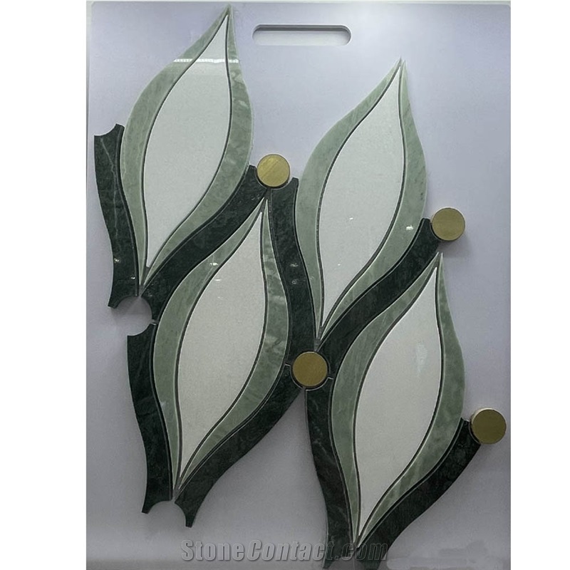 Daisy Flower Pattern  White Marble  Mosaic Pattern