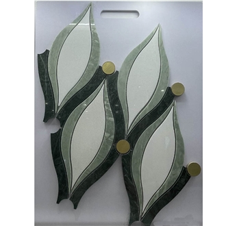 Daisy Flower Pattern  White Marble  Mosaic Pattern