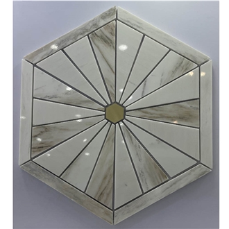 Daisy Flower Pattern  White Marble  Mosaic Pattern