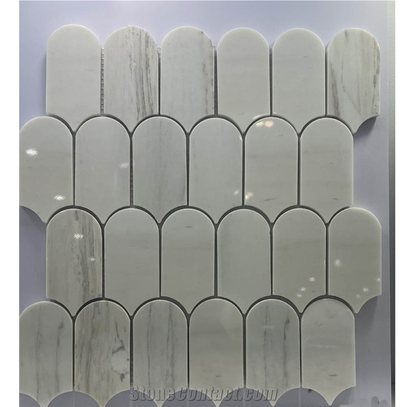 Daisy Flower Pattern  White Marble  Mosaic Pattern
