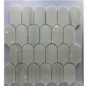 Daisy Flower Pattern  White Marble  Mosaic Pattern