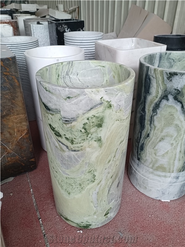Luxury Stone Jade Green Marble Wash Basins
