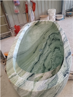 Shangri La Jade Green Marble Freestanding Bathtub