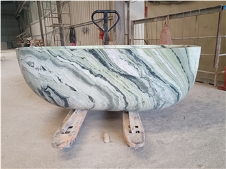 Shangri La Jade Green Marble Freestanding Bathtub