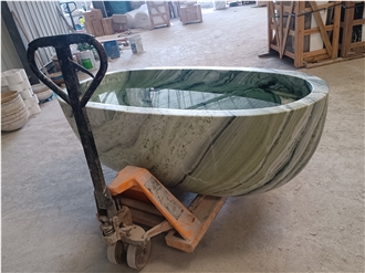 Shangri La Jade Green Marble Freestanding Bathtub