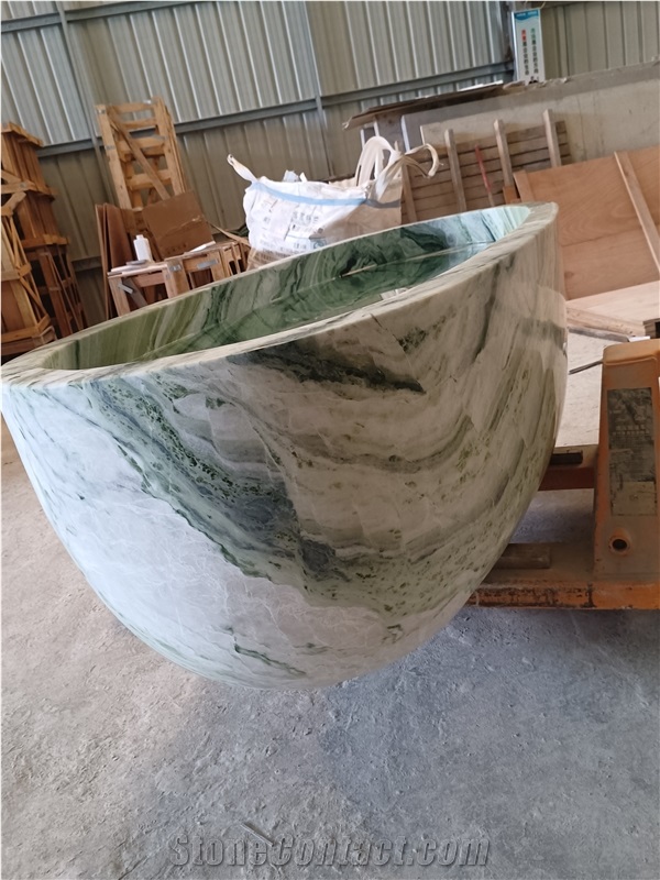 Shangri La Jade Green Marble Freestanding Bathtub