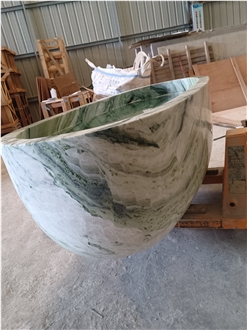 Shangri La Jade Green Marble Freestanding Bathtub