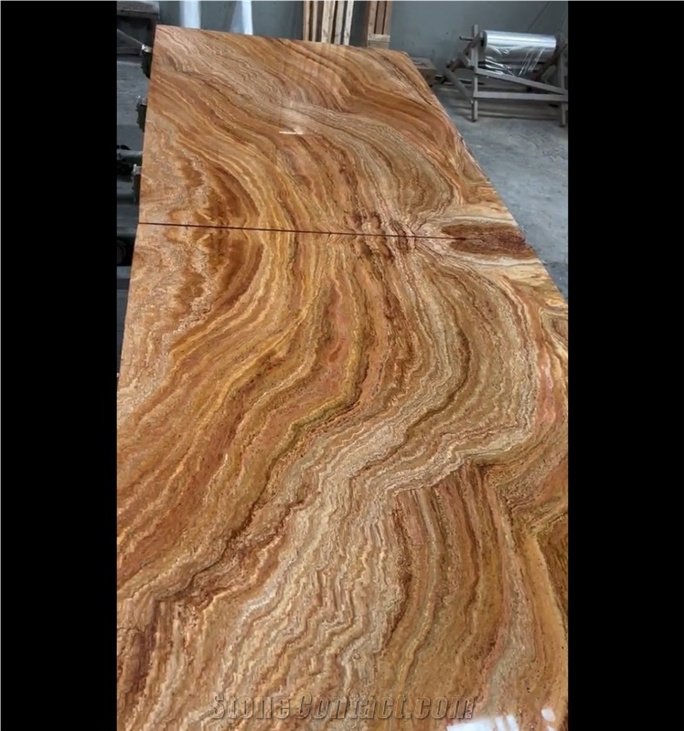 Travertino Amarelo Rainbow Travertine Slabs