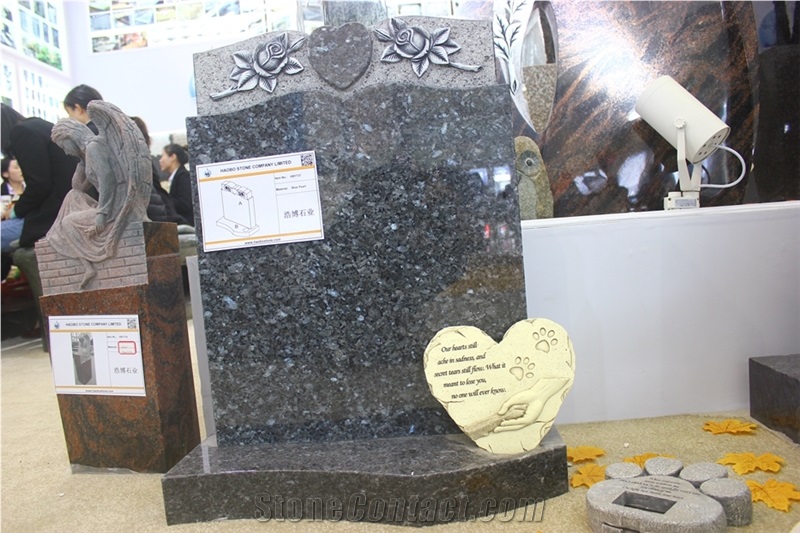 Blue Pearl Granite Celtic Headstone And Base