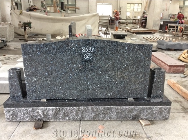 Blue Pearl Granite Serp Top Upright Headstones