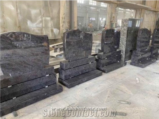 Blue Pearl Granite Serp Top Upright Headstones