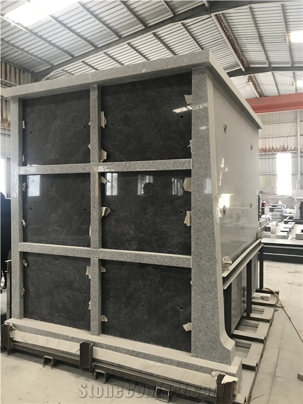 Grey Granite With Black Shutter 6 Crypt Mausoleum