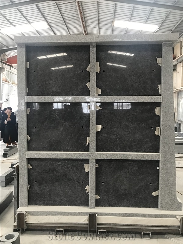 Grey Granite With Black Shutter 6 Crypt Mausoleum