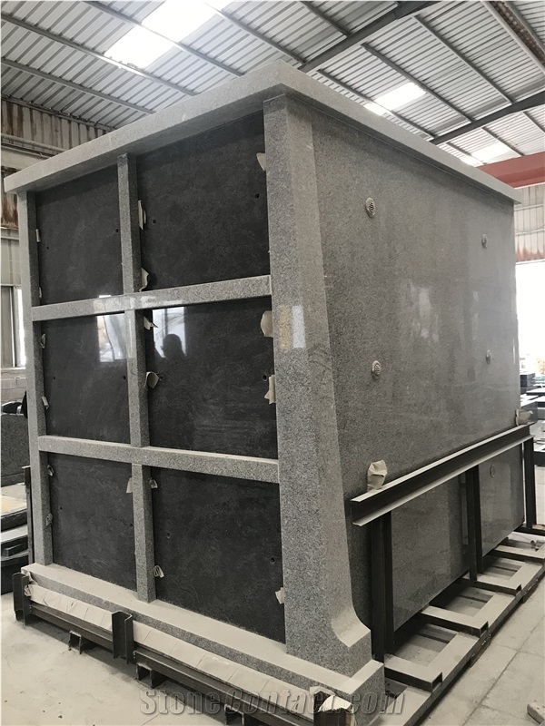 Grey Granite With Black Shutter 6 Crypt Mausoleum